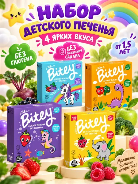Путь к себе Детское печенье без глютена "Bitey", 4 шт х 125 г