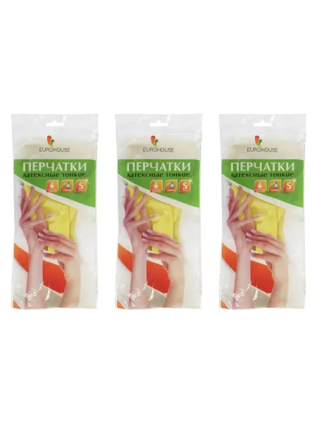 EUROHOUSE Перчатки латексные тонкие, 12х240, 3 уп