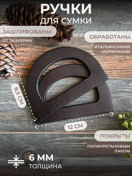 Itowndecor Ручки сумки 12х8,5см в цвете черный