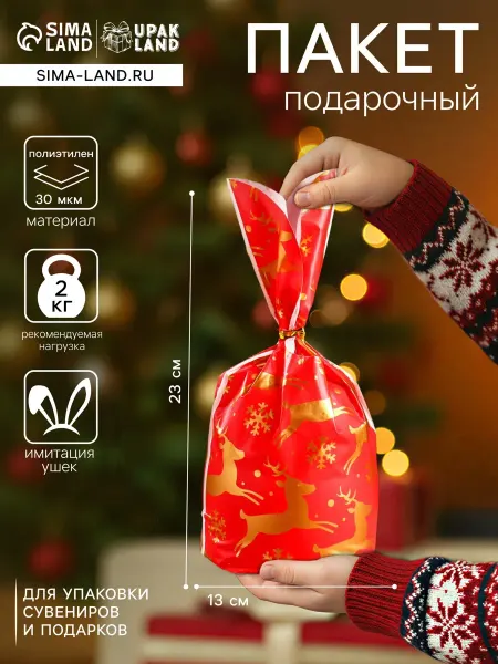 20 шт, Новый год. Пакет подарочный, 13 х 23 см