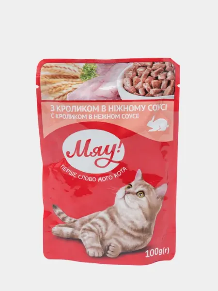 Влажный корм для кошек Мяу с кроликом в нежном соусе 5 шт