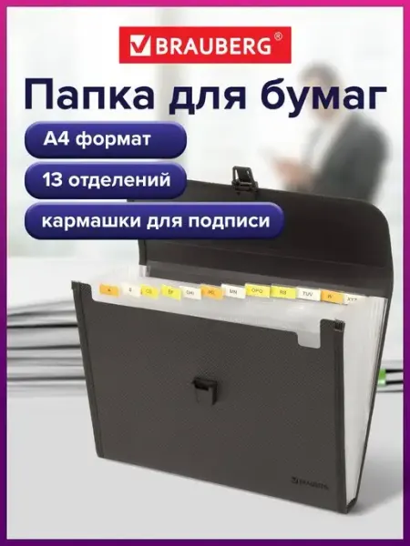 Brauberg Папка для бумаг и документов с замком 13 отделений A4