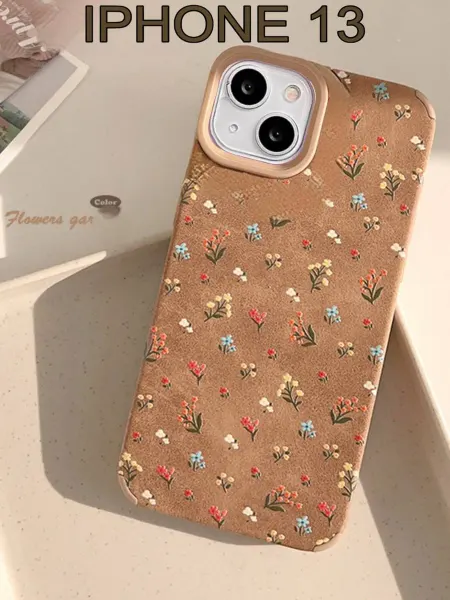 CASE HOUSE Чехол на iPhone 13 замшевый с цветами