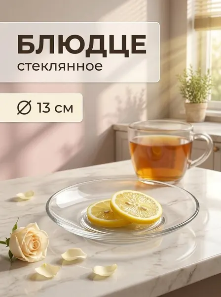Блюдце чайное стеклянное 13 см