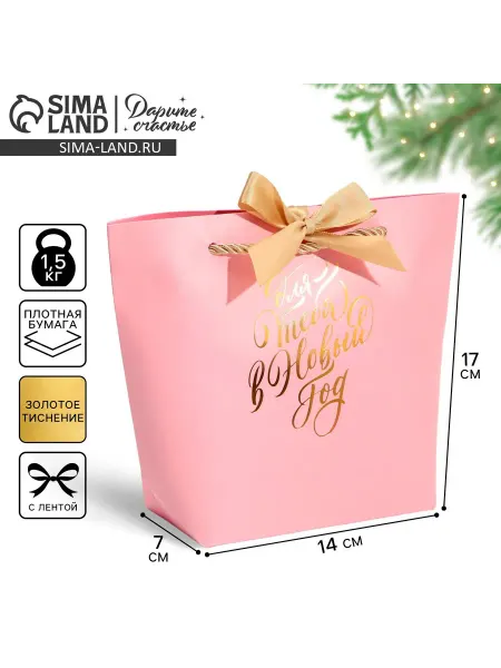 Palma.store Праздник 2 шт, Пакет подарочный новогодний «For you», 14 х 17 х 7 см