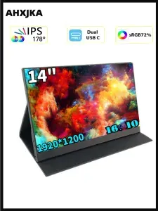 AHXJKA 14" Монитор (S14-FHD-P), IPS, 1920x1080, 60 Гц, черно-серый, черный