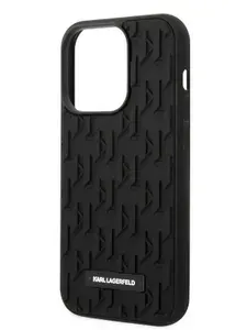 Чехол Karl Lagerfeld 3D Rubber накладка на Apple iPhone 14 Pro Max/ на Айфон 14 Про Макс силиконовый, с защитой камеры, противоударный Monogram, черный
