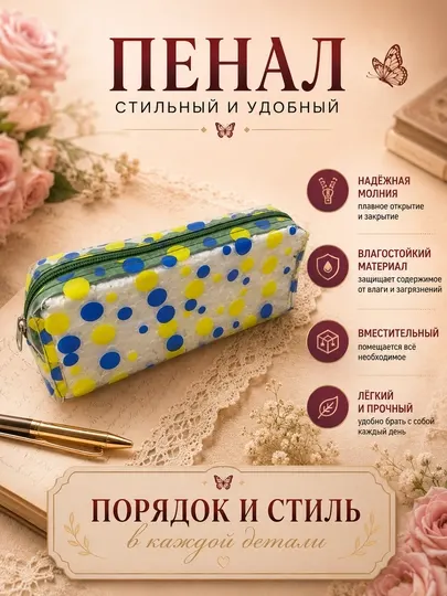 Пенал прозрачный на молнии, вместительный, для школы, офиса и канцелярии