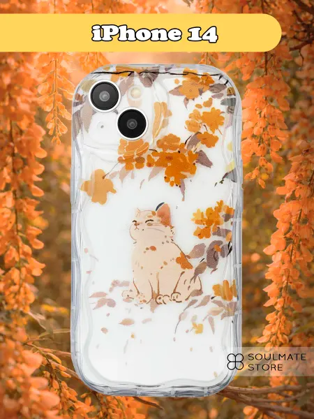 Soulmate Store Чехол на iPhone 14 прозрачный с принтом котик