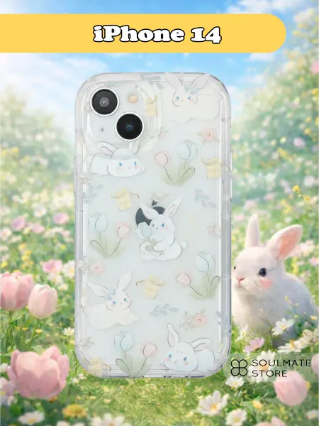 Soulmate Store Чехол на iPhone 14 прозрачный с принтом кролик