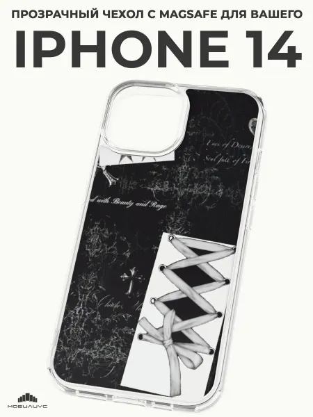 Мобилиус Чехол-бампер на iPhone 14 с принтом Гранж