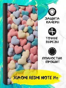 Чехол-книжка для Xiaomi Redmi Note 14s (Сяоми Редми Ноте 14с) противоударный, книжка с отделением под карты (картхолдер), крышка с магнитом из эко кожи с картинкой