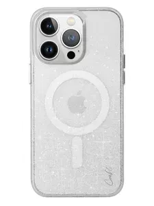 Чехол Uniq COEHL Lumino MagSafe на Apple iPhone 15 Pro / для Айфон 15 Про силиконовый, с защитой камеры и экрана, с блестками, серебристый