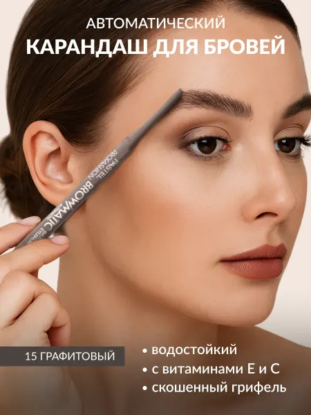 Pastel Cosmetics Карандаш для бровей водостойкий автоматический 15 Pastel
