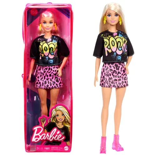 Кукла Barbie коллекция Модницы - Номер 155 - светлые волосы со светлыми прядями, юбка и футболка с аксессуарами, высота куклы 30 см., материал: пластик, текстиль, серия Fashionistas, возраст 3+