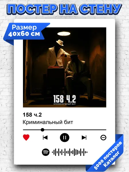 Arthata-spotify постер Спотифай постер Плакат на стену Криминальный бит - 158 ч 2 40х60