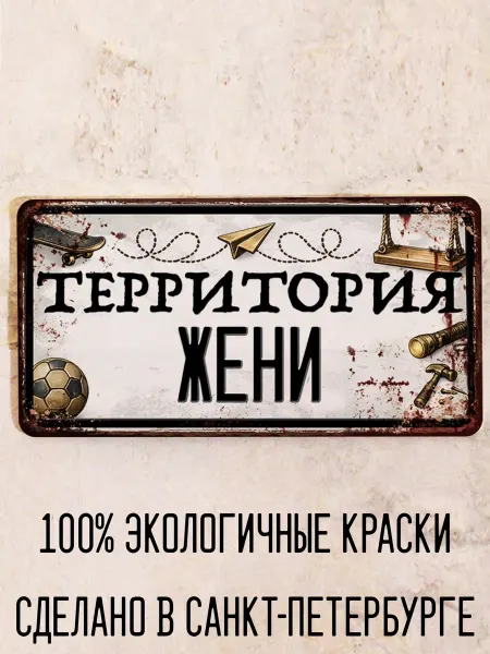 Декоративная жесть Табличка для детской мальчика Территория Добрыни, 15х30 см