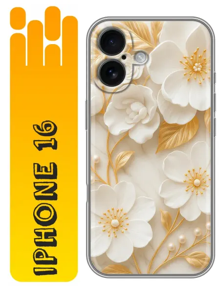 360skin Чехол на Iphone 16 женский принт цветы