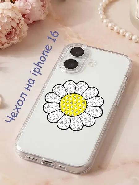 EclipseCase Чехол на iphone 16 силиконовый прозрачный с принтом