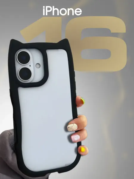 Чехол на iphone 16 силиконовый прозрачный с ушками