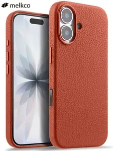 Чехол для мобильного телефона Melkco iPhone 17 6,3 дюймов, кожа с рисунком личи, дизайн "все включено", совместимый с MagSafe, стильный и простой, кожаный чехол