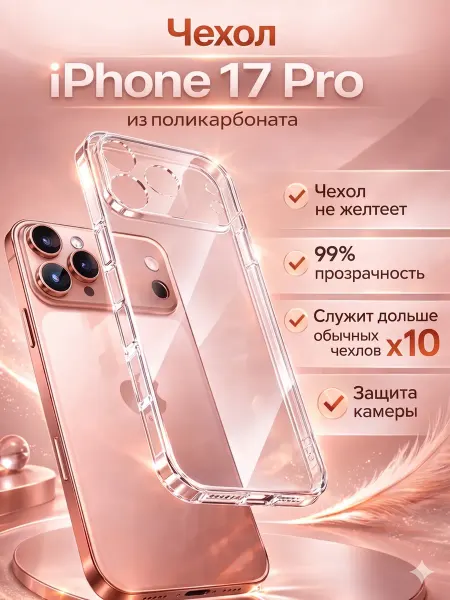 GAGEZA BUMP Прозрачный чехол на iPhone 17 Pro с защитой камеры