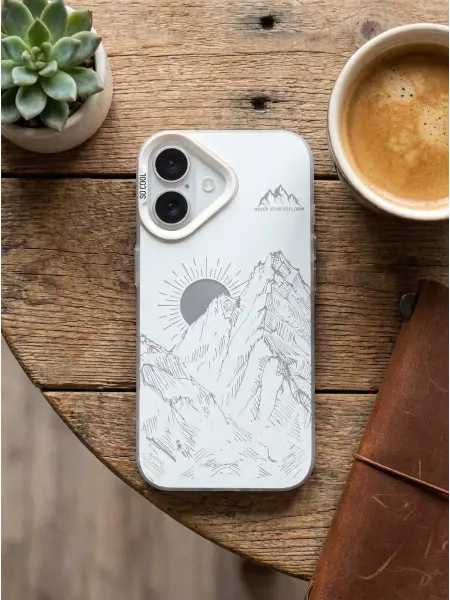 CaseLove Чехол на iPhone 17 Серебряный Горы и Солнце