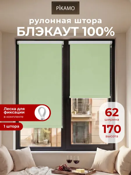 Pikamo Рулонные шторы блэкаут 62 на 170 см (1 шт) жалюзи на окна