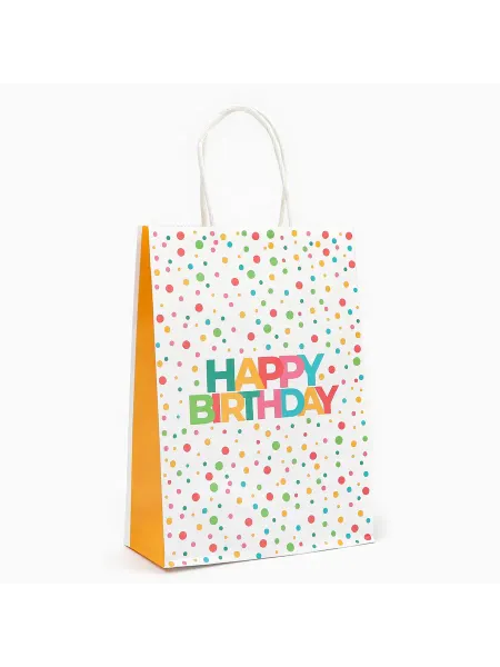 Palma.store Подарки 3 шт, Пакет крафт "С днем рождения!", 18 х 8 х 25 см