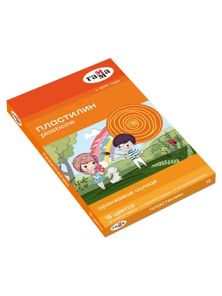 Пластилин Гамма "Оранжевое солнце", 18 цветов (6 классич
