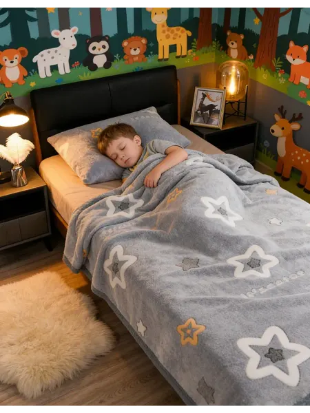 IKEA Плед детский 180х200 на кровать плюшевый с Звезды и Луна