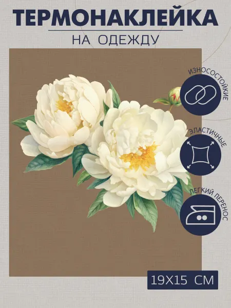 1VUSHKA-art Термонаклейка на одежду Пионы белые
