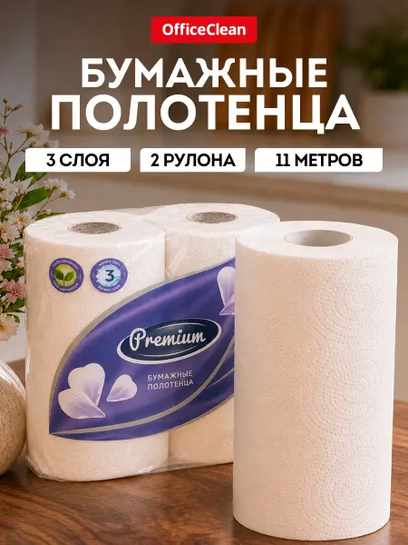 OfficeClean Бумажные полотенца 2 рулона 3 слоя