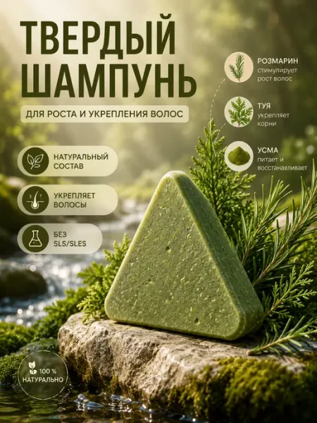 Твердый шампунь с розмарином для роста и укрепления волос