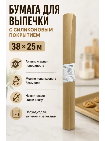 Хако 2 Бумага для выпечки силиконовая антипригарная 38×25 м