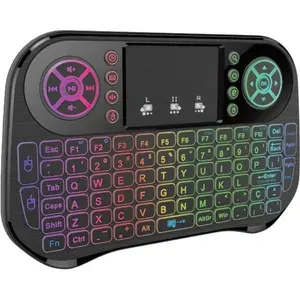 Гиропульт Rombica Air Touch RGB,2.4 Ггц,92 кнопки,подсветка 7 цветов,QWERTY с кириллицей,тачпад,питание от встроенной батареи,настройка скорости курсора,беспроводная клавиатура с тачпадом,для компьютера/SMART телевизора,Android/Windows/iOS/macOS/Linux