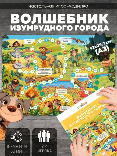 ГЕОДОМ Настольная игра ходилка. Волшебник изумрудного города