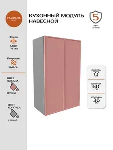 Кухонный навесной шкаф-модуль, Пудра Сотиле, 60х77х36 см, корпус ДСП / фасад МДФ, 2 двери для кухни Campana home