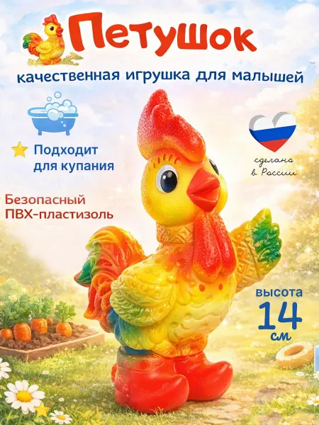 ВОЛШЕБНЫЙ ОГОНЕК Резиновые игрушки Петух для малышей