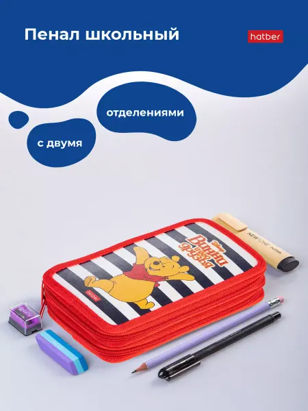 Винни и его друзья Пенал 2 отделения на молнии