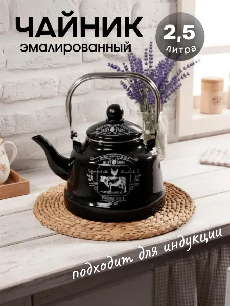 ДоброМарт Чайник для плиты эмалированный 2,5 л