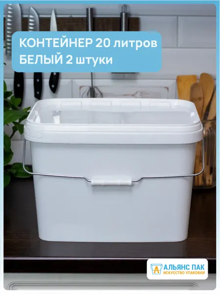 Эстетика хранения Пластиковый контейнер для еды, 20 литров, 2 шт