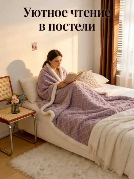 Greenville 200x220 см Мешковый плед ромб-полоска Мягкий теплый