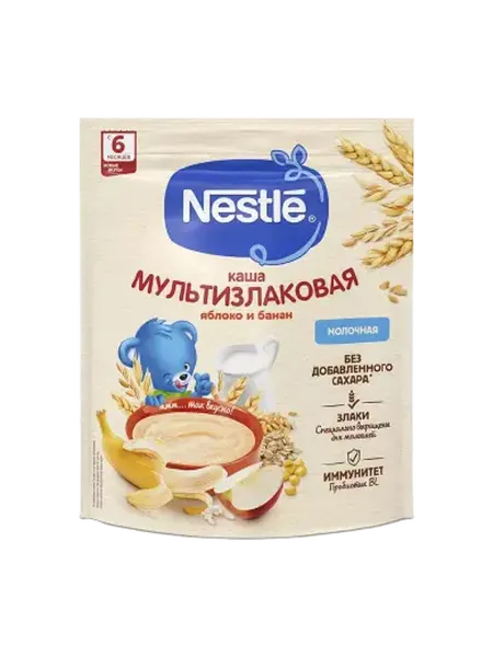 Нестле Каша молочная Мультизлаковая с бананом и яблоком 200г