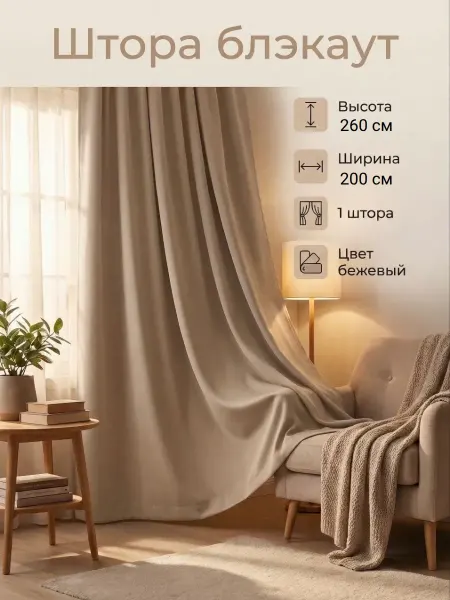 Home Decor штора блэкаут 200х260см - 1 штука