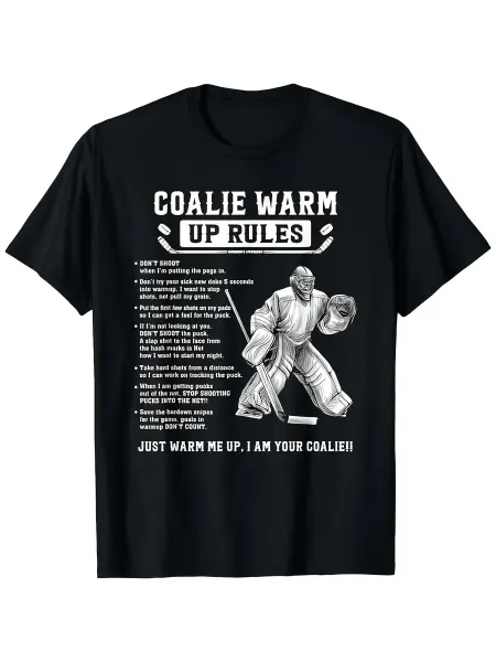 Футболка для вратаря хоккея! Печать Правила разминки вратаре