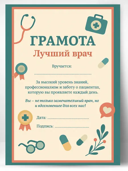 ЛАБОРАТОРИЯ ДЕТСТВА Грамота диплом подарочная - лучший врач