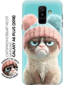 Силиконовый чехол на Samsung Galaxy A6+ (2018) с принтом "Сердитый котик"