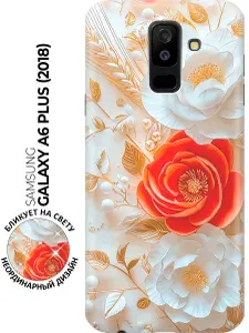 Силиконовый чехол на Samsung Galaxy A6+ (2018) с принтом "Роскошные пионы"