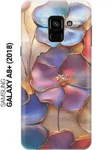 Силиконовый чехол на Samsung Galaxy A8+ (2018) с принтом "Позолоченные цветы"